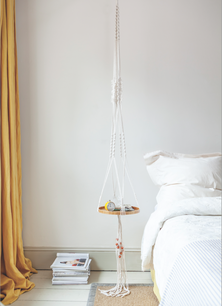 Macrame hanging bedside table from the book Macrame for the modern home