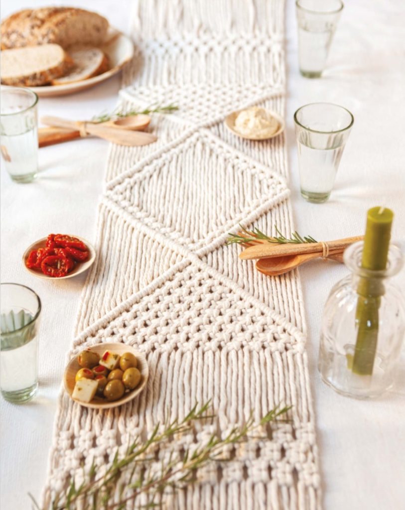 Macrame table runner for a summer party