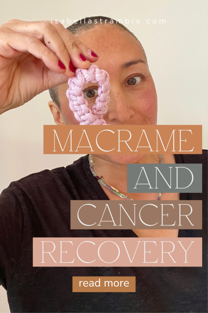 Isabella Strambio and a pink macrame cancer pin